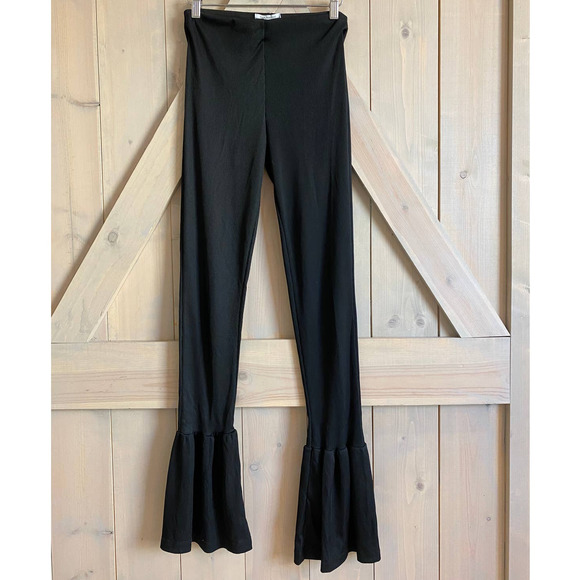 Zara Pants - Zara trafaluca wide leg pants ruffle black small s